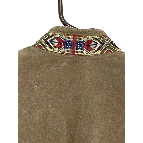 Diamond Leathers Fringe Beaded Embellished Brown Leather Crop Western Jacket 12 - Picture 8 of 11